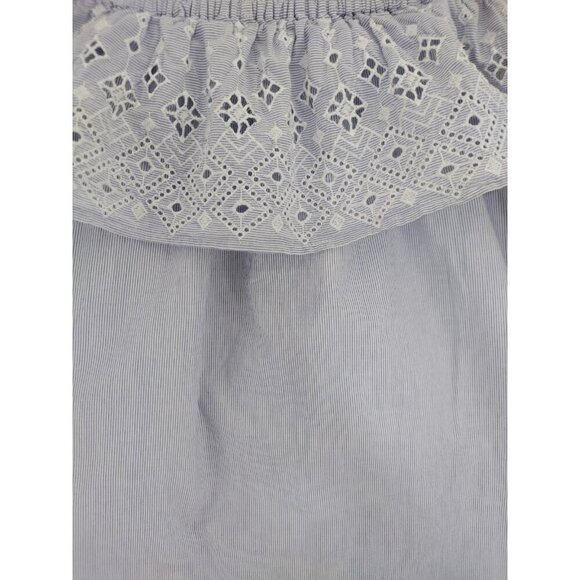 LOFT Petite, vintage dress with white and blue stripes, cotton, for women, XXSP - Picture 7 of 9